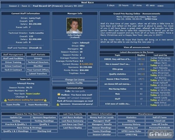 Screenshot Grand Prix Racing Online