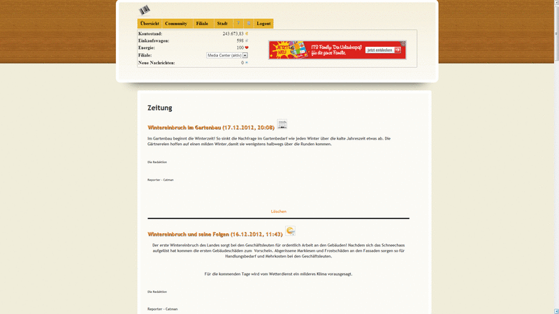 Screenshot Einkaufsmanager