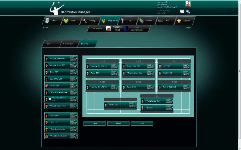 Screenshot Badminton-Manager